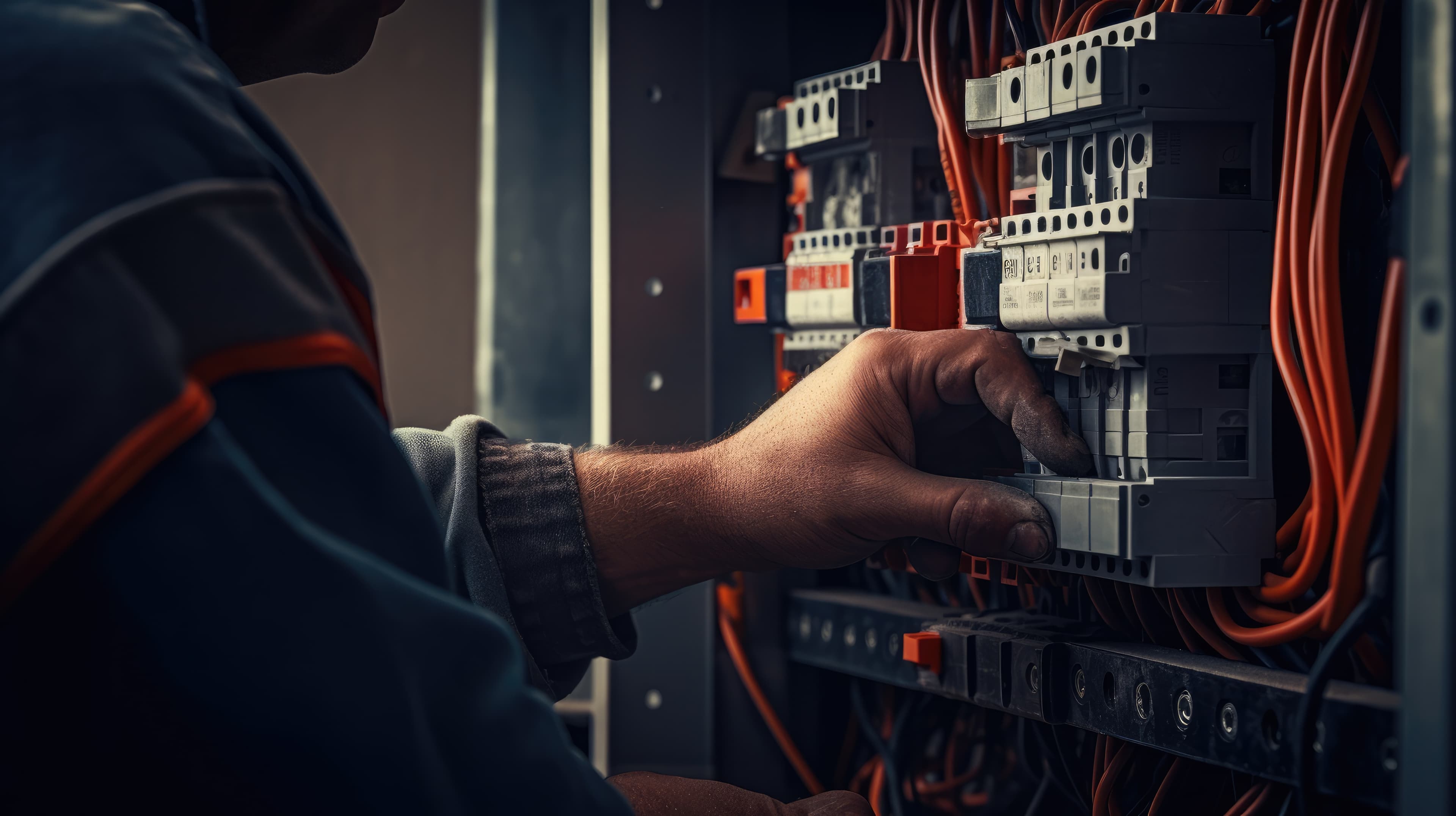 Enexa electrician performing precision electrical work